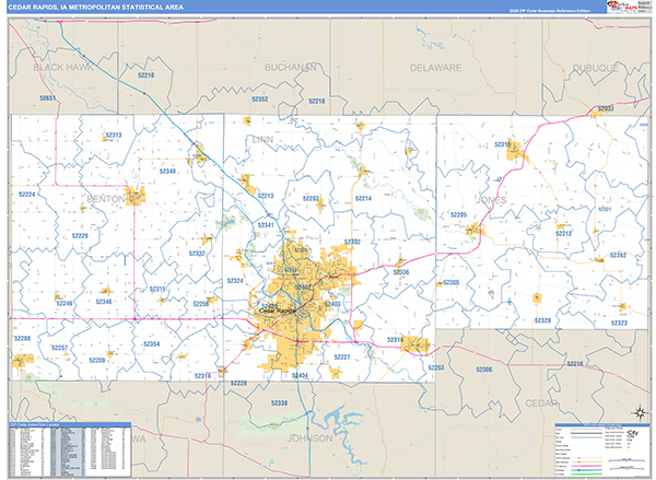Cedar Rapids Metro Area Wall Map